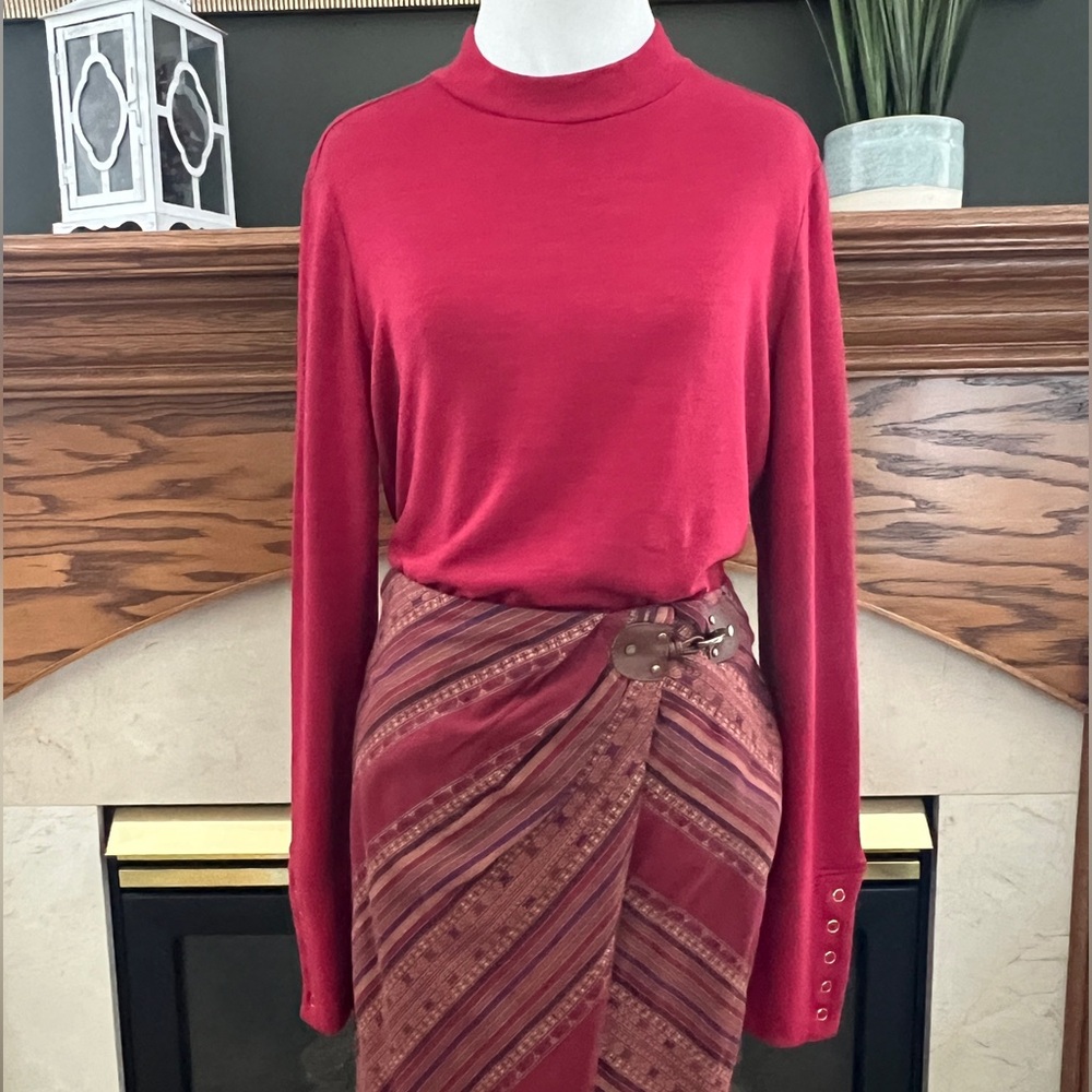 Rafaella Women's Rio Red Soft Long Sleeve Casual Sweater Top Size Small NEW